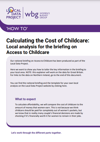 Image of the first page of how to calculate the cost of childcare 