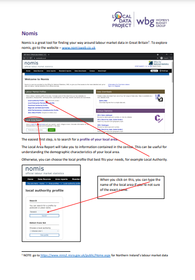 Image of first page of how to use Nomis